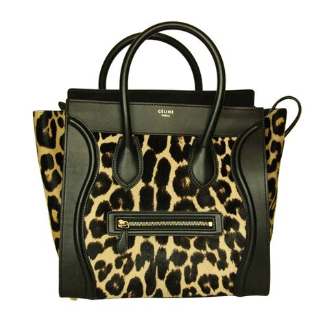 celine bag leopard print|Luggage leather handbag Celine Beige in Leather .